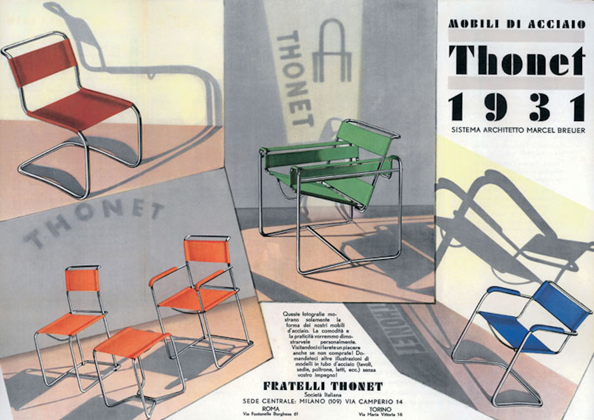 A Thonest poster from the 1930s, advertising Marcel Breuer’s Wassily chair