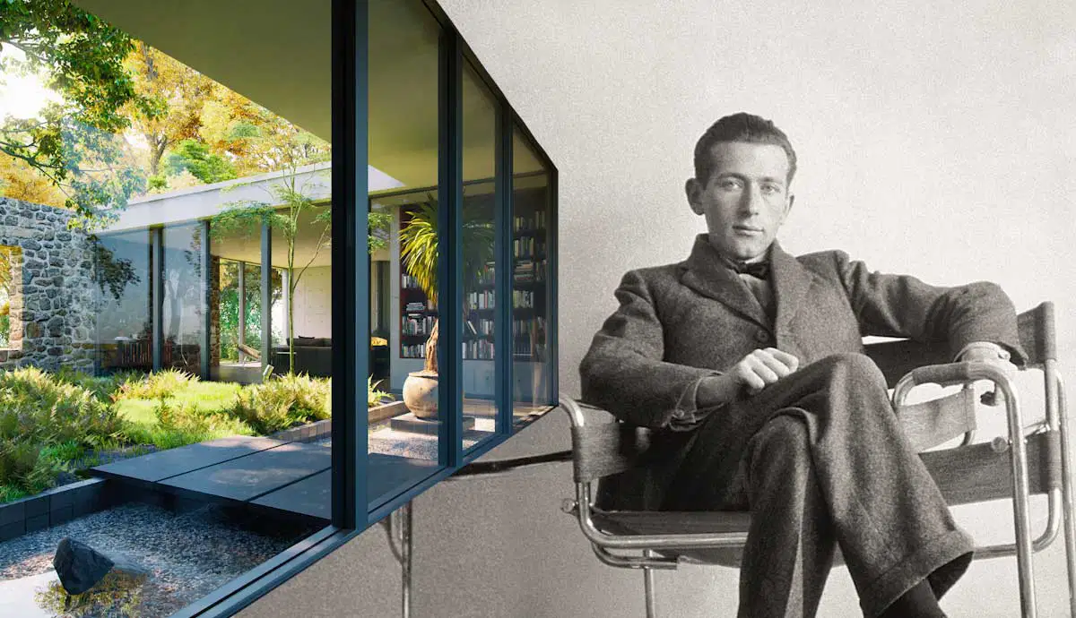 Marcel Breuer portrait and glass house, created by The Collector